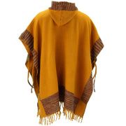 Soft Vegan Wool Hooded Tibet Poncho - Mustard Sunset