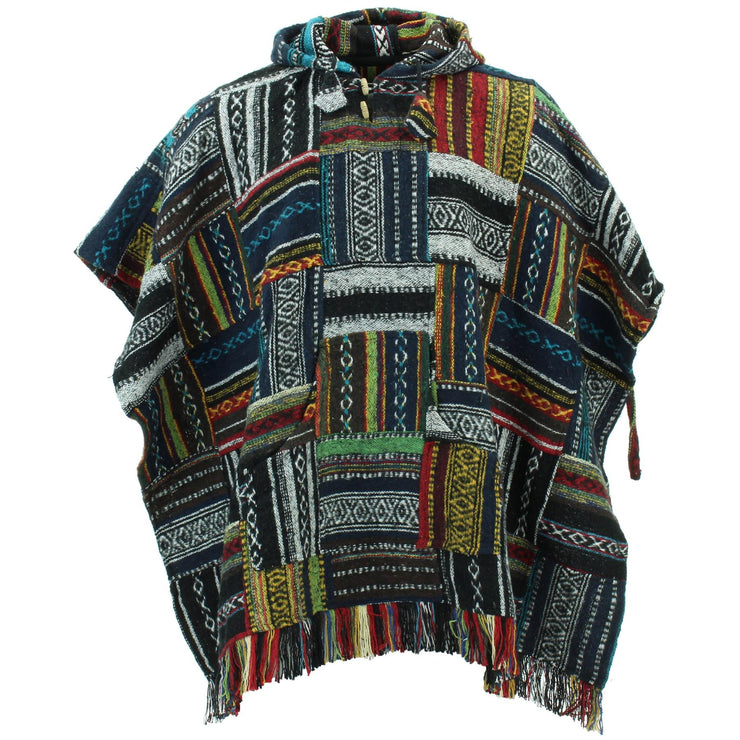 Brushed Cotton Hooded Poncho - Patchwork