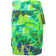 Reversible Popper Wrap Knee Length Skirt - Psychedelic Snakeskin / Camo Leaf