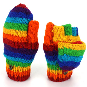 Wool Knit Shooter Gloves - Stripe Rainbow