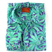 Tailored Fit Long Sleeve Shirt - Green Leaves on Purple