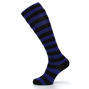 Lange knæhøje stribede sokker - lilla og sorte