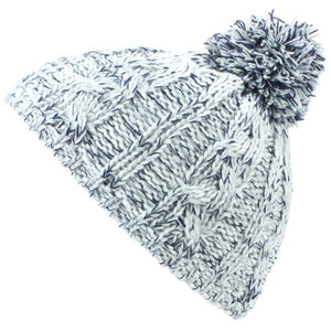 Babies Chunky Knit Bobble Beanie Hat - Off White