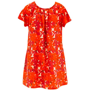 Fließendes Kleid mit Taschenfalten – leuchtendes Orange
