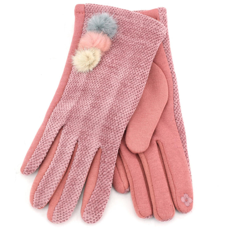 Ladies Velvet Gloves - Pink