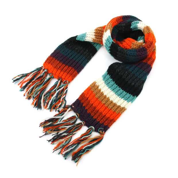 Hand Knitted Wool Scarf - Stripe Anu