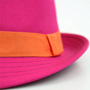 Cotton trilby hat with contrast band - Pink