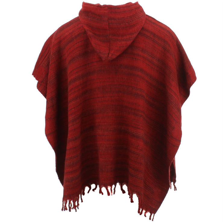 Hooded Square Poncho - Dark Reds