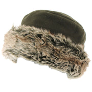 Fleece Hat with a Faux Fur cuff - Brown