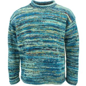 Grob gestrickter Space-Dye-Pullover aus Wolle – Arktisblau
