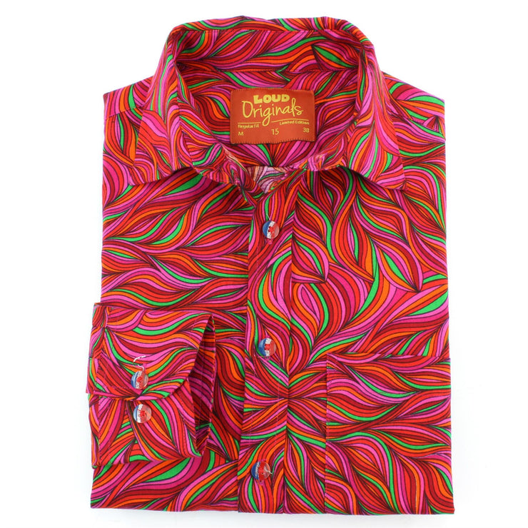 Regular Fit Long Sleeve Shirt - Bright Swirly Lines