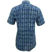 Tailored Fit Short Sleeve Shirt - Block Print - Fish