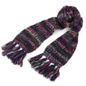 Écharpe en laine tricotée à la main - mélange violet sd