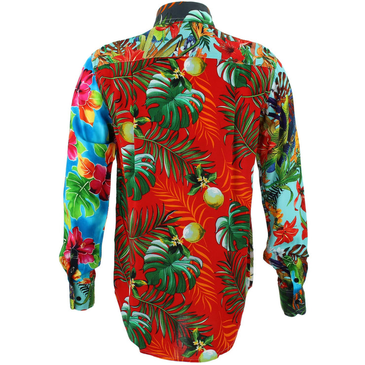 Regular Fit Long Sleeve Shirt - Random Mixed Panel - Tropical