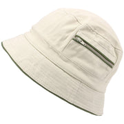 Bucket Hat with Contrast Trim and Zip Pockets - Sand