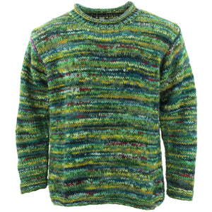 Chunky uld strik jumper space dye - sd green mix