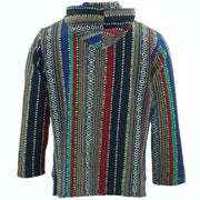 Woven Cotton Baja Hoodie - Blue, Green & Red