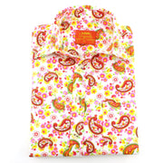 Tailored Fit Short Sleeve Shirt - Red Paisley Yellow Floral