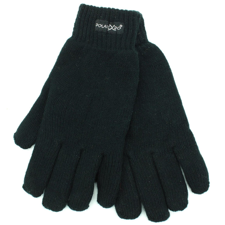 Knitted Elasticated Cuffs Gloves - Black