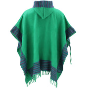 Soft Vegan Wool Hooded Tibet Poncho - Green Purple