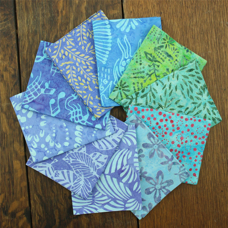 Fat Quarter - 10 Pieces of 19" x 20" Cotton Batik