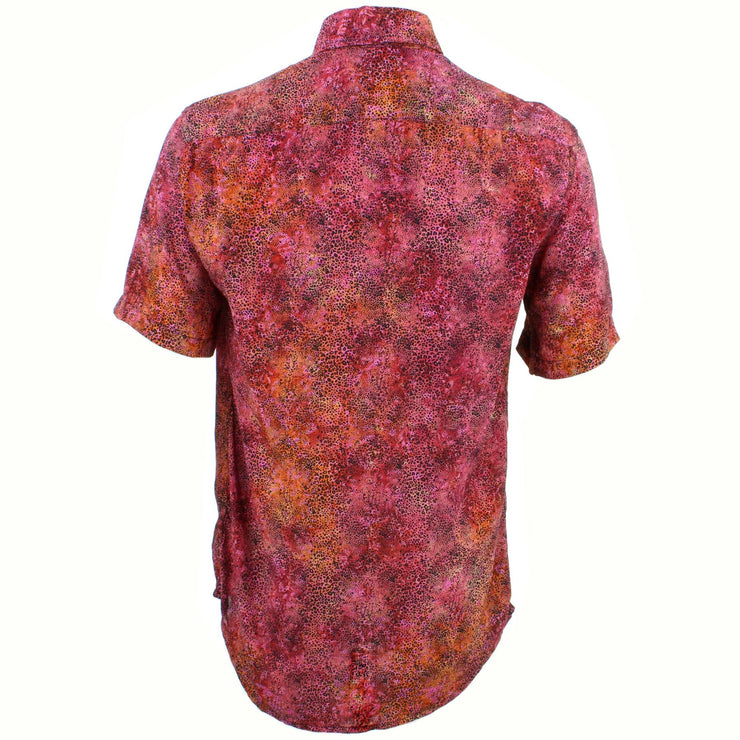 Tailored Fit Short Sleeve Shirt - Red Mini Leopard Print