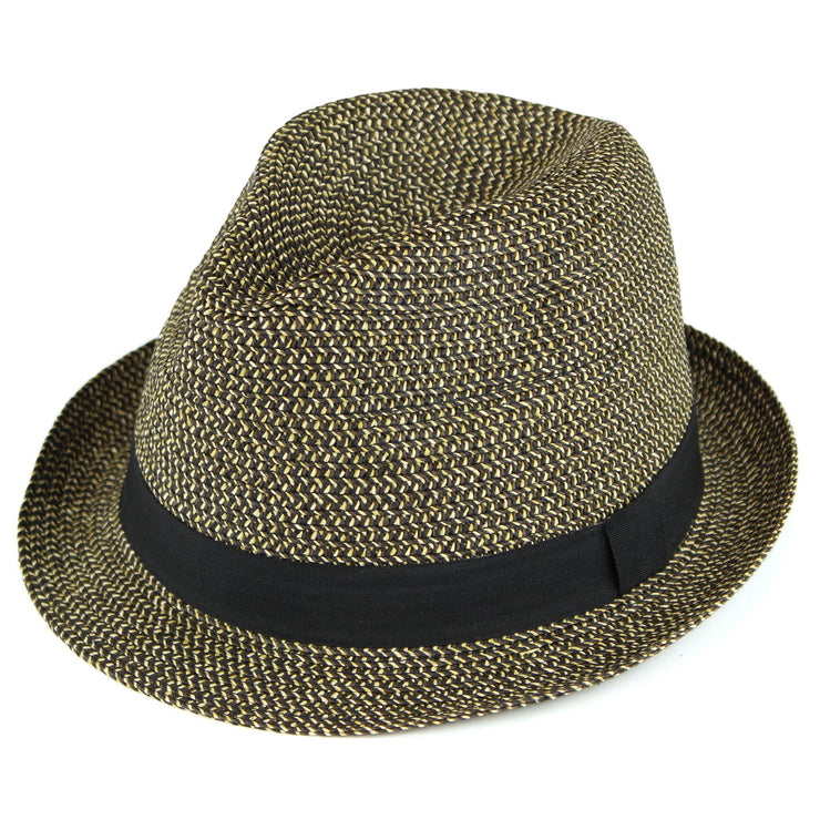 Woven Straw Trilby Hat - Brown