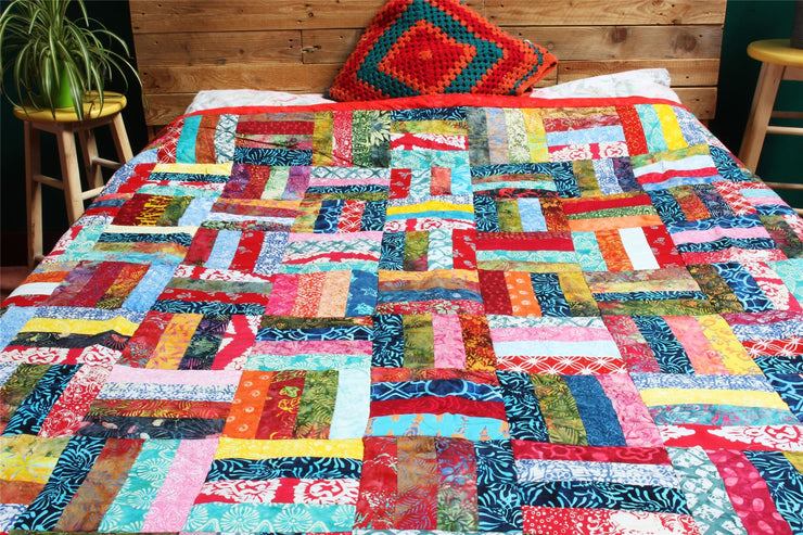 Handmade Quilted Patchwork Batik Printed Bedspread