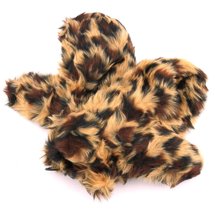Fur Ladies Mittens - Brown Leopard