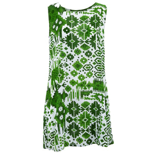 The Swirl Shift Dress - Green Aztec
