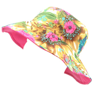 Chapeau de soleil bob floral réversible - Rose