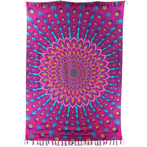 Viscose rayon sarong - påfugl - mørk pink