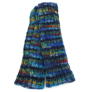 Jambières en laine tricotées à la main - mélange bleu foncé sd