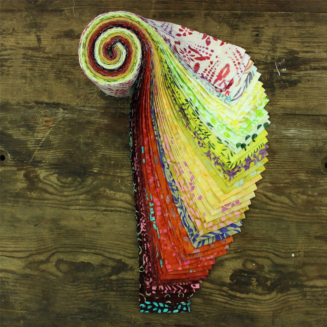 Jelly Roll - 40 Strips of 2.5" x 37" Cotton Batik