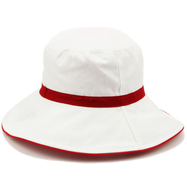 Reversible striped bucket sun hat - Red