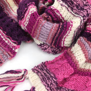 Chunky Wool Knit Scarf - Stripe Pink