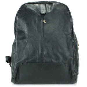 Real Leather Backpack Rucksack Bag - Black