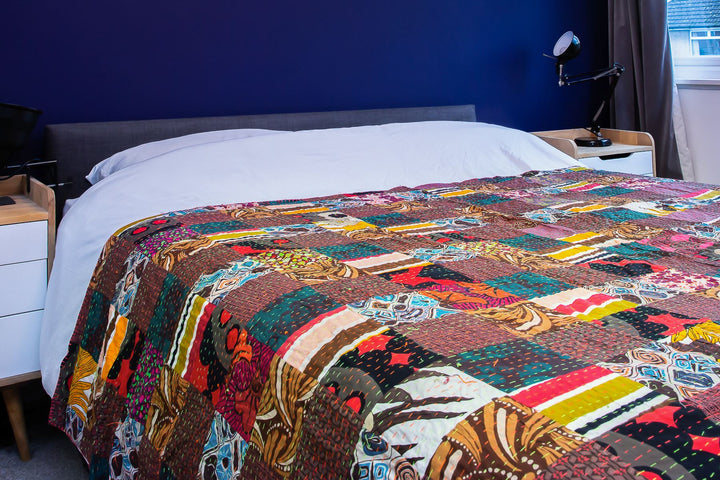 Handmade Patchwork Batik Printed Throw - Cedar