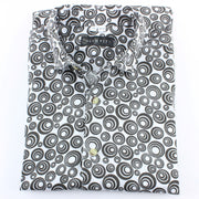 Slim Fit Short Sleeve Shirt - Dark Grey Abstract Circles