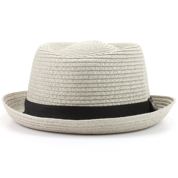 Straw Paper Pork Pie Hat - Light Grey