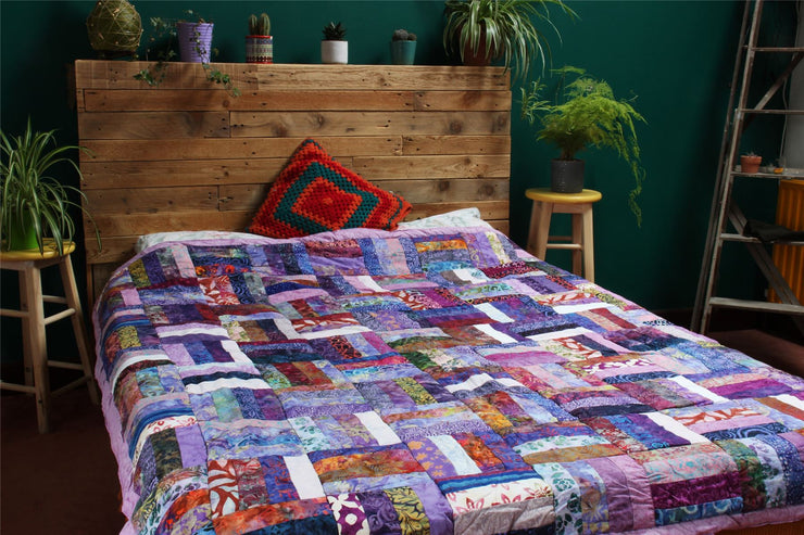 Handmade Quilted Patchwork Batik Printed Bedspread