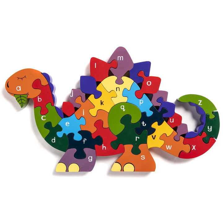 Handmade Wooden Jigsaw Puzzle - Alphabet Dinosaur