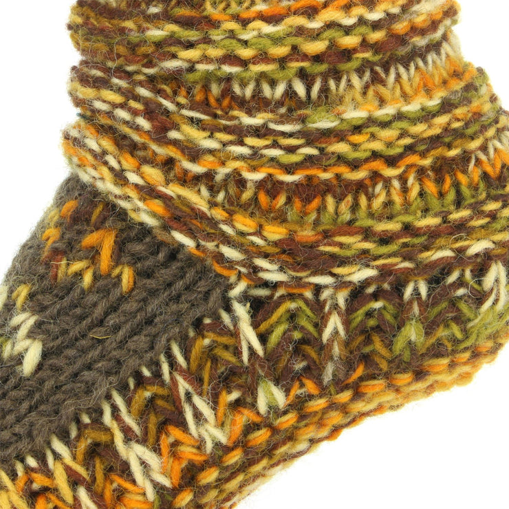 Chunky Wool Knit Slipper Socks - Rusty Brown