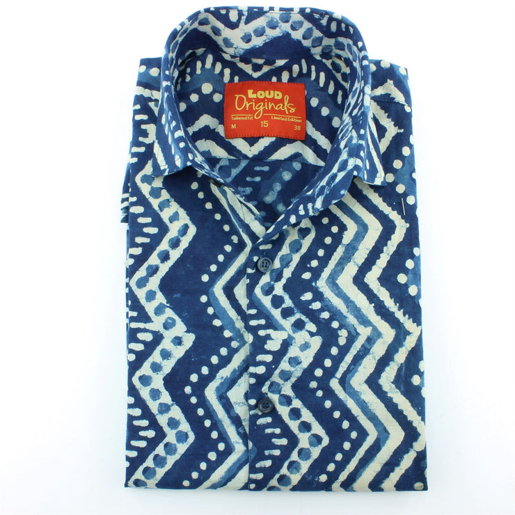 Tailored Fit Long Sleeve Shirt - Block Print - Zig Zags