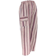 Striped Cotton Cargo Trousers Pants - Pale Pink