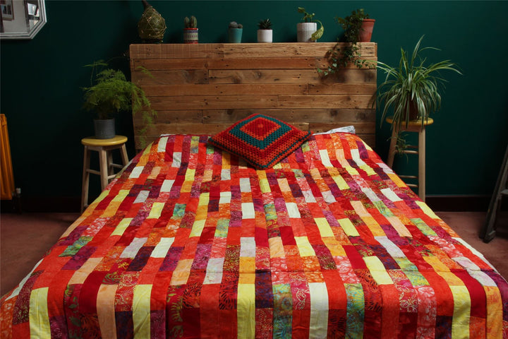 Handmade Quilted Patchwork Batik Printed Bedspread