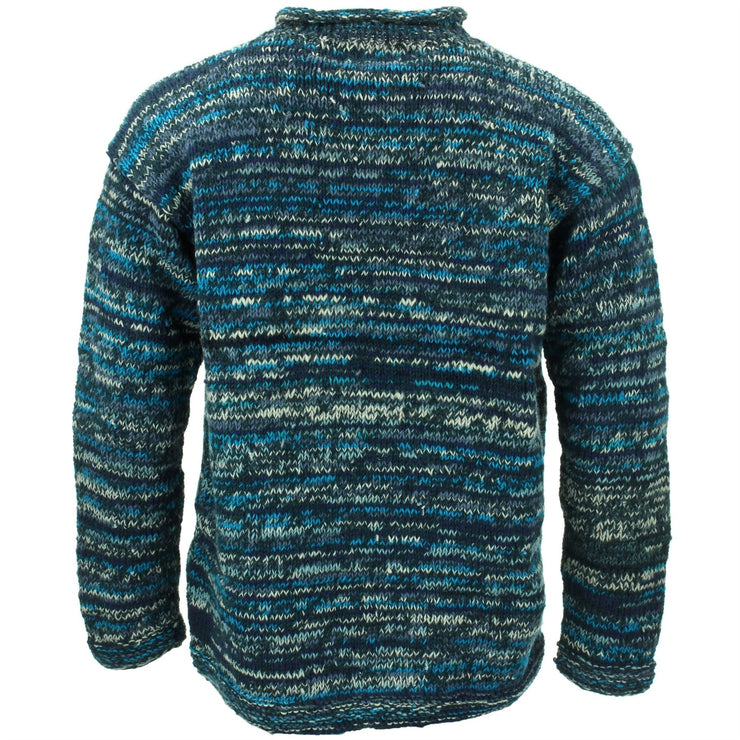 Chunky Wool Space Dye Knit Jumper - Denim Blue