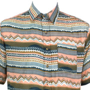 Regular Fit Short Sleeve Shirt - Orange Blue & White Zig Zags