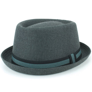 Tweed Porkpie Hat - Dark Grey