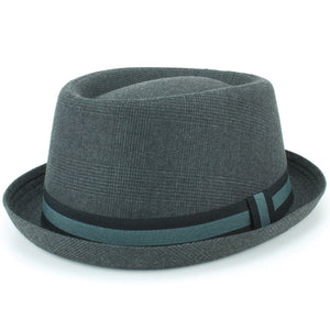 Tweed porkpie hat - mørkegrå